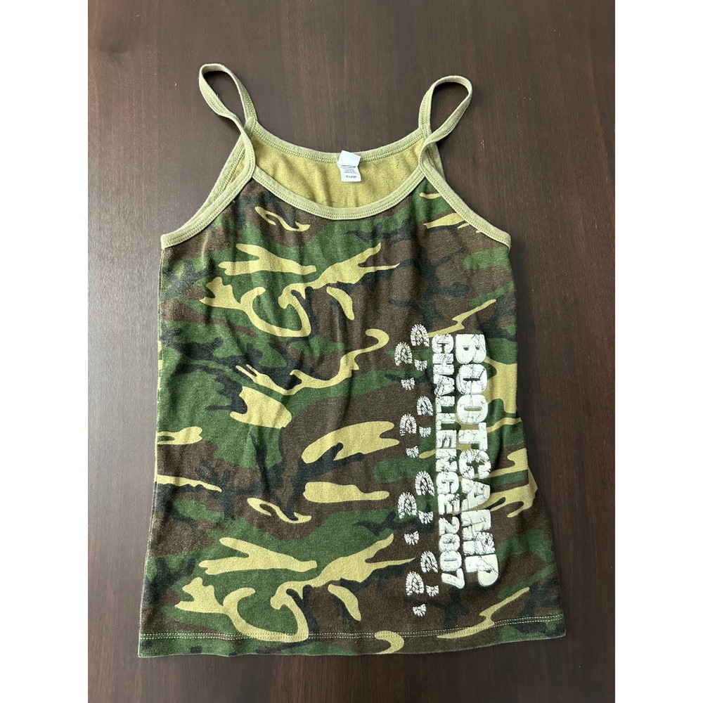 A.S. Tees Womens Bootcamp Challenge 2007 Camo Tank Top XL Green Woodland Print